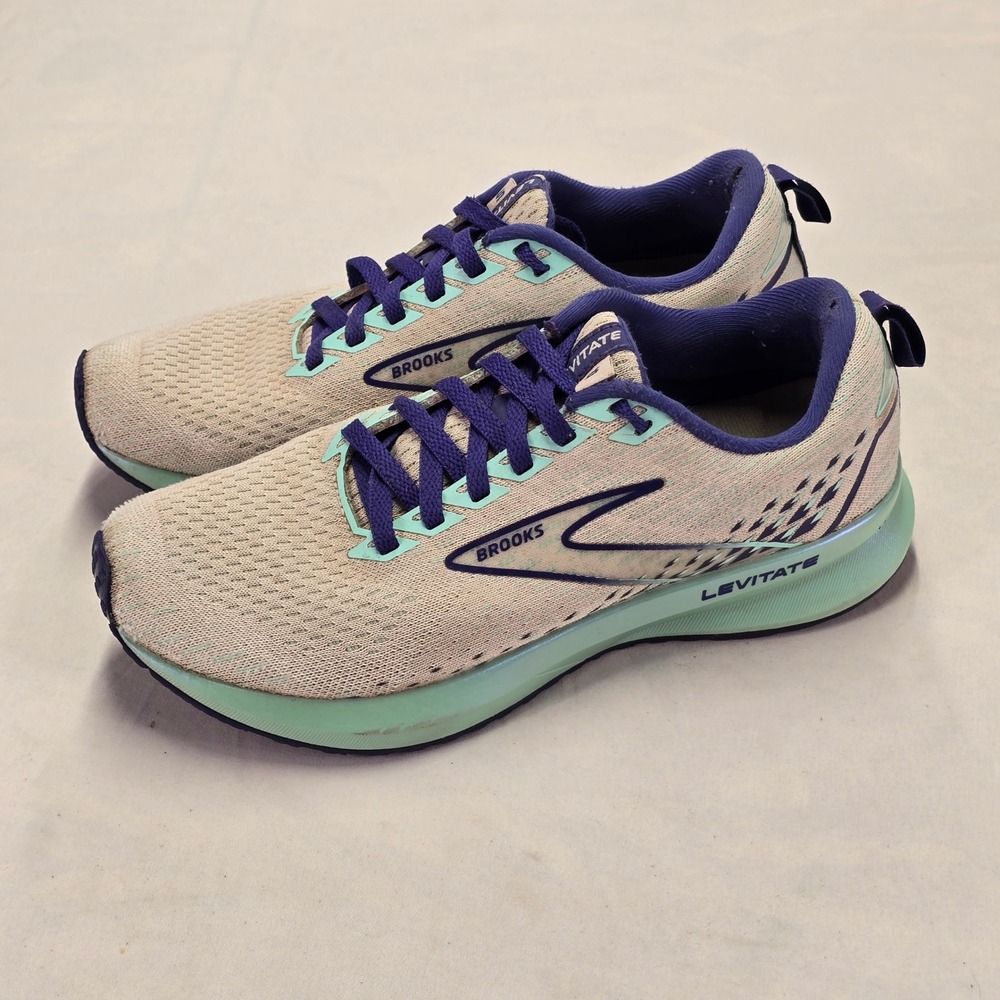 Brooks Levitate 5 DNA Womens Running‎ Shoes Tan Purple Mint 1203571B127 Size 7
